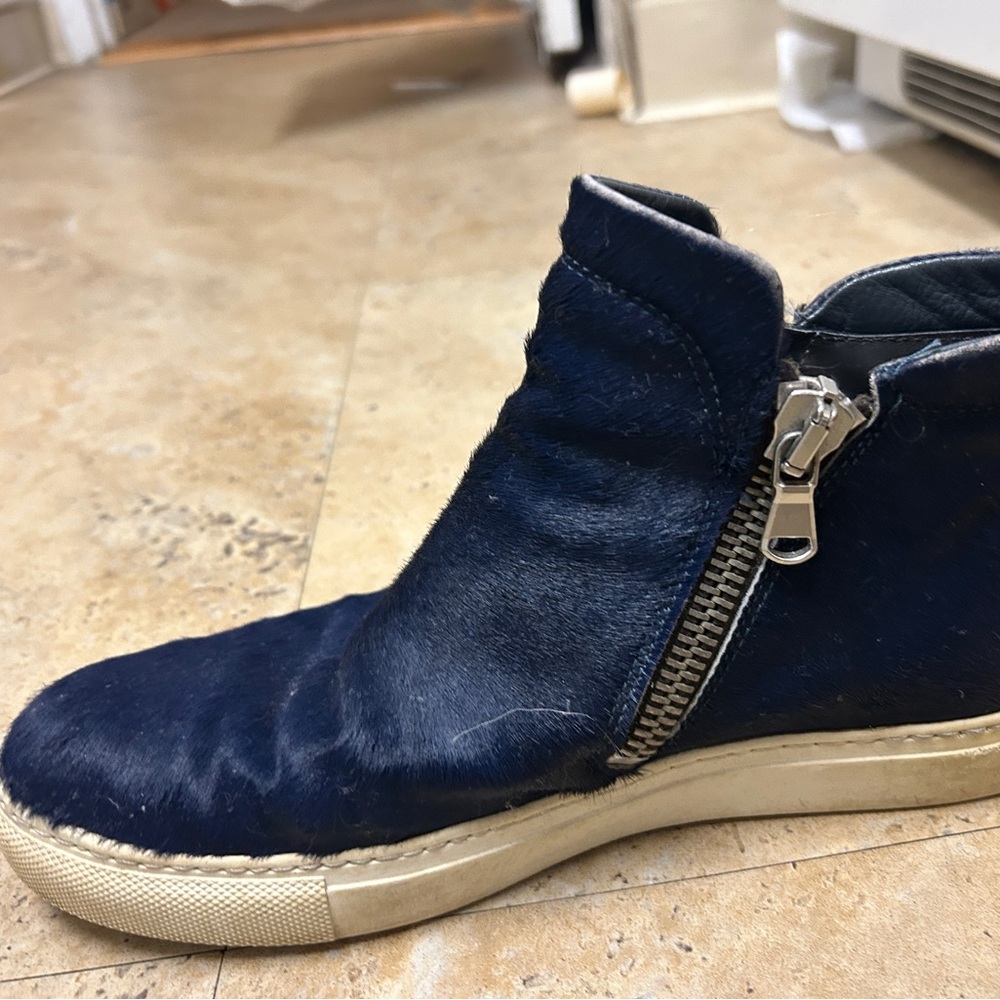 OFFICINE CREATIVE SIZE 9.5|39.5 Navy Blue pony hair  SNEAKER Boots - Picture 5 of 7